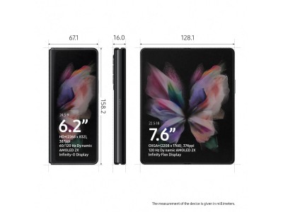 Samsung Galaxy Z Fold3 5G 256 GB, 7.6" Dynamic AMOLED 2X, 12/12/12/10 Mpixel kamera, Android - Phantom Black#6
