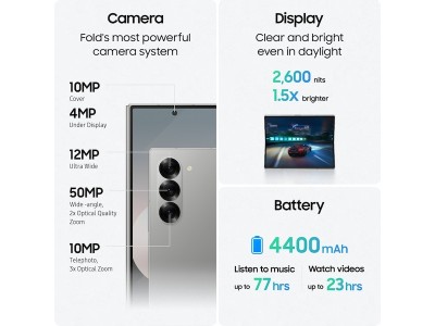 Samsung Galaxy Z Fold6 512 GB, 7.6"/6.3" AMOLED 120Hz, 50/12/10/10 Mpixel kamera, Android - Silver#5