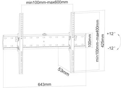 Andersson WTT 3.0 väggfäste TV 37-70" För 37-70", max 40kg, max VESA 600x400, 53mm från vägg, tilt#4
