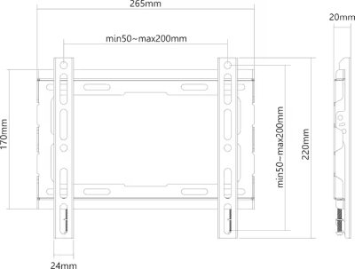 ON WMF 2.0 väggfäste TV slim 23-43" För 23-43", max 45kg, max VESA 200x200, 22mm från vägg#4