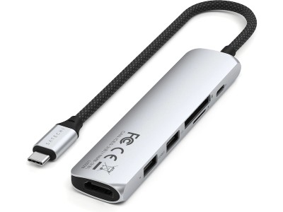 Satechi 6-i-1 Slim Multiport docking (silver) USB-C PD 100W, 1xHDMI, 2xUSB-A, SD, microSD#3