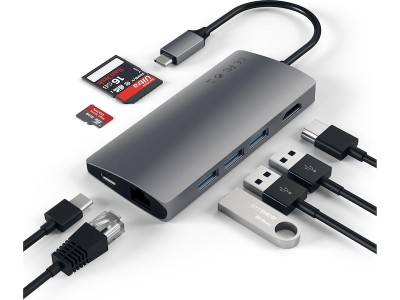 Dockningstation Satechi MultiPort 4K Docking V2, 1xHDMI/3xUSB 3.0/1xUSB-C med PD pass-through, LAN, kortläsare SD/MicroSD - Rymdgrå#2