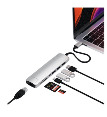 Satechi Slim USB-C MultiPort m. Ethernet - HDMI, USB 3.0 portar samt kortläsare#1