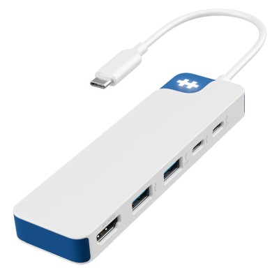 USB-C-hub Hyper HyperDrive Flex 5 Port Hub, 1xHDMI, 2xUSB-C, 2xUSB-A - Vit/Blå
