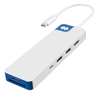 USB-C-hub Hyper HyperDrive Flex 8 Port Hub, 1xHDMI, 2xUSB-C, 2xUSB-A, kortläsare SD/MicroSD - Vit/Blå