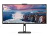 34" AOC CU34V5CW, Curved VA 3440x1440, 1 ms, 100Hz FreeSync, 1500R, höjdjusterbar, HDMI/DP/USB-C 65W, högtalare, USB 3.2-hubb, webbkamera