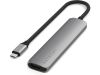 Satechi 6-i-1 Slim Multiport docking (rymdgrå) USB-C PD 100W, 1xHDMI, 2xUSB-A, SD, microSD