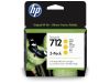 HP 712 Gul, 29 ml, 3-pack