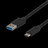 USB-C 3.1-kabel Gen1 Typ C ha till A ha, tygklädd, 0,5 meter, 60W/3A, Deltaco - Svart#1