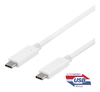 USB-C 3.1-kabel Gen2 Typ C ha till C ha, 1 meter, 100W PD, Deltaco - Vit#1