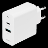 DELTACO USB wall charger, 1x USB-C PD 18 W, 1x USB-A 18 W, 36 W, white#1