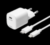 DELTACO USB wall charger, USB-C, PD 20 W, including 1 m C to Lightning#1