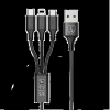 SiGN 3-i-1 Kabel 0,25m - Lightning, USB-C, Micro-USB, 5V, 3A - Svart#2