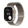 Apple Watch Ultra 3 GPS + Cellular 49mm Naturlig Titanboett med Naturlig Milanesisk loop - Large