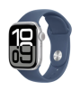 Apple Watch Series 10 GPS + Cellular 42mm Silver Aluminiumboett med Denim Sport Band - M/L