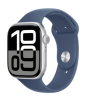 Apple Watch Series 10 GPS + Cellular 46mm Silver Aluminiumboett med Denim Sport Band - M/L