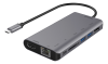 Dockningsstation Deltaco, USB-C till HDMI/DP/2xUSB 3.0/GigaLAN USB-C PD 3.0 100W, kortläsare SD - Rymdgrå#1